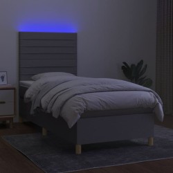 vidaXL Cama box spring colchón y luces LED tela gris claro 80x200 cm