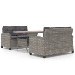 vidaXL Set comedor de jardín 3 pzas ratán sintético y madera de acacia