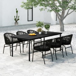 vidaXL Juego de comedor para jardín 7 piezas negro