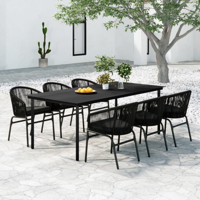 vidaXL Juego de comedor para jardín 7 piezas negro