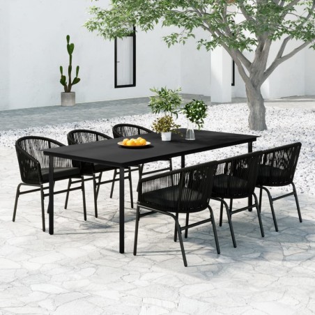 vidaXL Juego de comedor para jardín 7 piezas negro