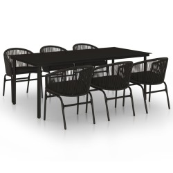 vidaXL Juego de comedor para jardín 7 piezas negro