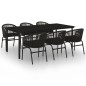 vidaXL Juego de comedor para jardín 7 piezas negro