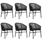 vidaXL Juego de comedor para jardín 7 piezas negro