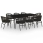 vidaXL Juego de comedor de jardín 9 piezas negro