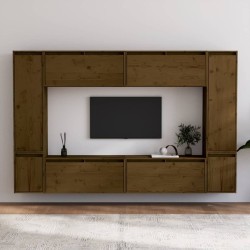 vidaXL Muebles para TV 8 piezas madera maciza de pino marrón miel