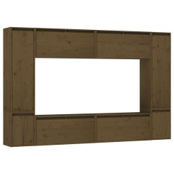 vidaXL Muebles para TV 8 piezas madera maciza de pino marrón miel