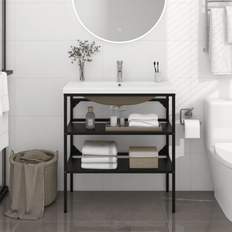 vidaXL Estructura de baño con lavabo incorporado hierro negro