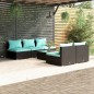 vidaXL Set sofás de jardín 6 piezas y cojines ratán sintético negro vidaXL Set sofás de jardín 6 piezas y cojines ratán sintético negro