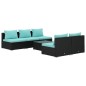 vidaXL Set sofás de jardín 6 piezas y cojines ratán sintético negro vidaXL Set sofás de jardín 6 piezas y cojines ratán sintético negro