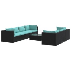 vidaXL Set de sofás de jardín 8 piezas y cojines ratán sintético negro