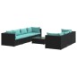 vidaXL Set de sofás de jardín 8 piezas y cojines ratán sintético negro vidaXL Set de sofás de jardín 8 piezas y cojines ratán sintético negro