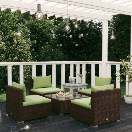 vidaXL Set muebles de jardín 5 piezas y cojines ratán sintético marrón