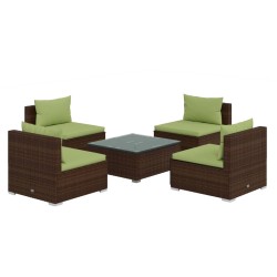 vidaXL Set muebles de jardín 5 piezas y cojines ratán sintético marrón