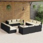 vidaXL Set muebles de jardín 13 pzas y cojines ratán sintético negro vidaXL Set muebles de jardín 13 pzas y cojines ratán sintético negro