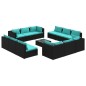 vidaXL Set muebles de jardín 13 pzas y cojines ratán sintético negro vidaXL Set muebles de jardín 13 pzas y cojines ratán sintético negro
