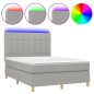 vidaXL Cama box spring colchón y luces LED tela gris claro 140x190 cm vidaXL Cama box spring colchón y luces LED tela gris claro 140x190 cm