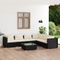 vidaXL Set de muebles de jardín 7 pzas y cojines ratán sintético negro vidaXL Set de muebles de jardín 7 pzas y cojines ratán sintético negro