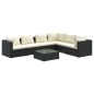 vidaXL Set de muebles de jardín 7 pzas y cojines ratán sintético negro vidaXL Set de muebles de jardín 7 pzas y cojines ratán sintético negro