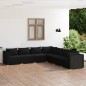 vidaXL Set de muebles de jardín 7 pzas y cojines ratán sintético negro vidaXL Set de muebles de jardín 7 pzas y cojines ratán sintético negro
