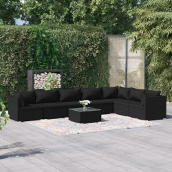 vidaXL Set de muebles de jardín 8 pzas y cojines ratán sintético negro