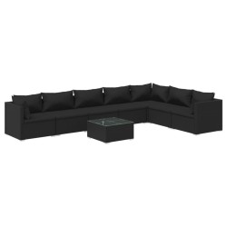 vidaXL Set de muebles de jardín 8 pzas y cojines ratán sintético negro