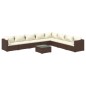 vidaXL Set muebles de jardín 9 pzas y cojines ratán sintético marrón vidaXL Set muebles de jardín 9 pzas y cojines ratán sintético marrón