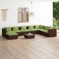vidaXL Set muebles de jardín 9 piezas y cojines ratán sintético marrón vidaXL Set muebles de jardín 9 piezas y cojines ratán sintético marrón