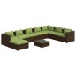 vidaXL Set muebles de jardín 9 piezas y cojines ratán sintético marrón vidaXL Set muebles de jardín 9 piezas y cojines ratán sintético marrón