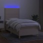vidaXL Cama box spring colchón y luces LED tela crema 90x200 cm
