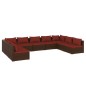 vidaXL Set muebles de jardín 9 piezas y cojines ratán sintético marrón
