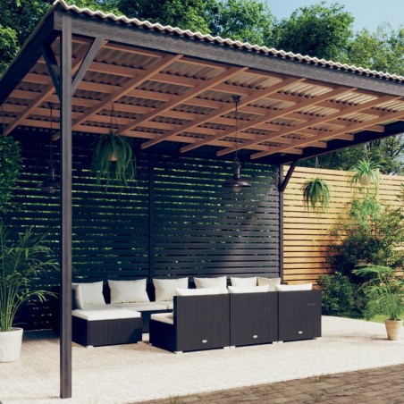 vidaXL Set de muebles de jardín 10 pzas cojines ratán sintético negro