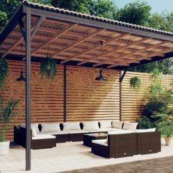 vidaXL Set muebles de jardín 10 pzas y cojines ratán sintético marrón