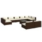 vidaXL Set muebles de jardín 10 pzas y cojines ratán sintético marrón vidaXL Set muebles de jardín 10 pzas y cojines ratán sintético marrón