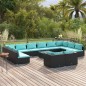 vidaXL Set de muebles de jardín 13 pzas cojines ratán sintético negro