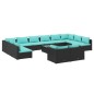 vidaXL Set de muebles de jardín 13 pzas cojines ratán sintético negro