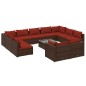 vidaXL Set muebles de jardín 12 pzas y cojines ratán sintético marrón vidaXL Set muebles de jardín 12 pzas y cojines ratán sintético marrón