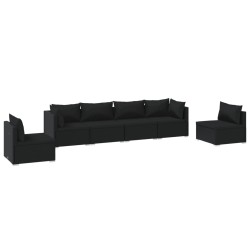 vidaXL Set de muebles de jardín 6 pzas y cojines ratán sintético negro