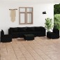 vidaXL Set de muebles de jardín 7 pzas y cojines ratán sintético negro vidaXL Set de muebles de jardín 7 pzas y cojines ratán sintético negro