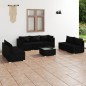 vidaXL Set de muebles de jardín 8 pzas y cojines ratán sintético negro