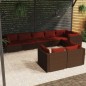 vidaXL Set sofás de jardín 8 piezas y cojines ratán sintético marrón vidaXL Set sofás de jardín 8 piezas y cojines ratán sintético marrón