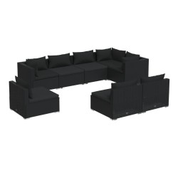 vidaXL Set de sofás de jardín 8 piezas y cojines ratán sintético negro