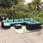 vidaXL Set de muebles de jardín 11 pzas cojines ratán sintético negro vidaXL Set de muebles de jardín 11 pzas cojines ratán sintético negro