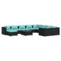 vidaXL Set de muebles de jardín 11 pzas cojines ratán sintético negro vidaXL Set de muebles de jardín 11 pzas cojines ratán sintético negro