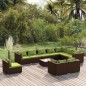 vidaXL Set muebles de jardín 11 pzas y cojines ratán sintético marrón vidaXL Set muebles de jardín 11 pzas y cojines ratán sintético marrón