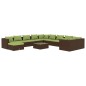 vidaXL Set muebles de jardín 12 pzas y cojines ratán sintético marrón