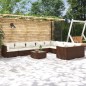 vidaXL Set muebles de jardín 10 pzas y cojines ratán sintético marrón vidaXL Set muebles de jardín 10 pzas y cojines ratán sintético marrón