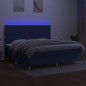 vidaXL Cama box spring colchón y luces LED tela azul 200x200 cm