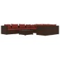 vidaXL Set muebles de jardín 9 piezas y cojines ratán sintético marrón vidaXL Set muebles de jardín 9 piezas y cojines ratán sintético marrón