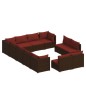 vidaXL Set de muebles de jardín 12 pzas cojines ratán sintético marrón vidaXL Set de muebles de jardín 12 pzas cojines ratán sintético marrón
